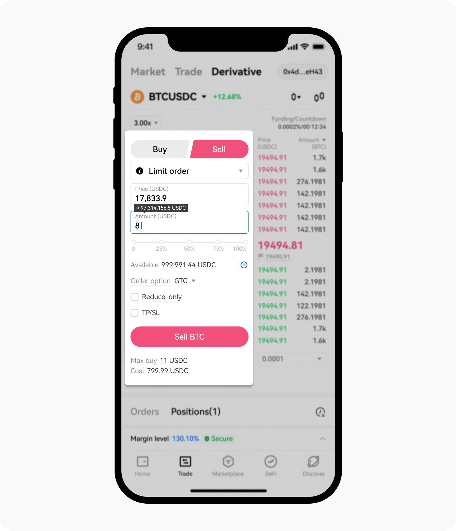 App-Web3-DEX derivative-sell short