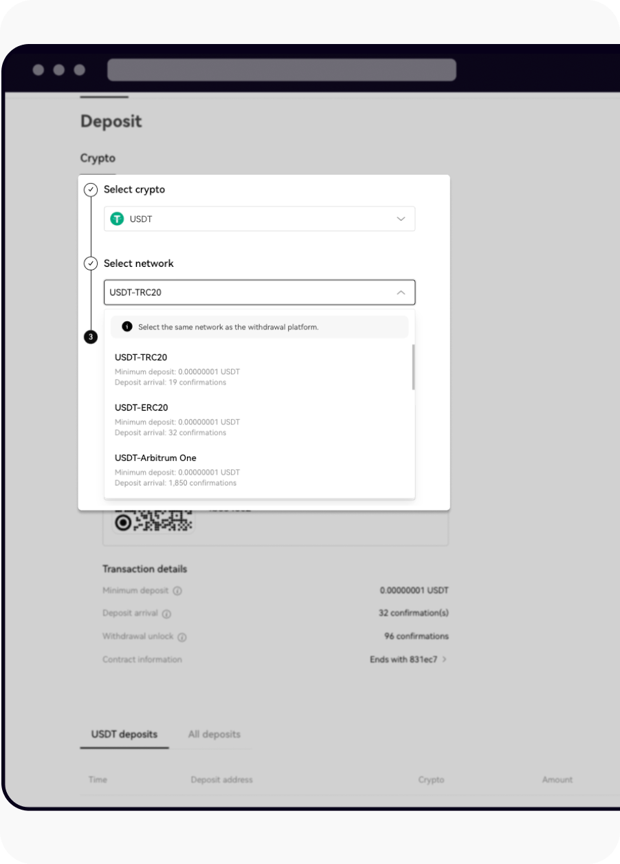 CT-web-deposit select crypto & network