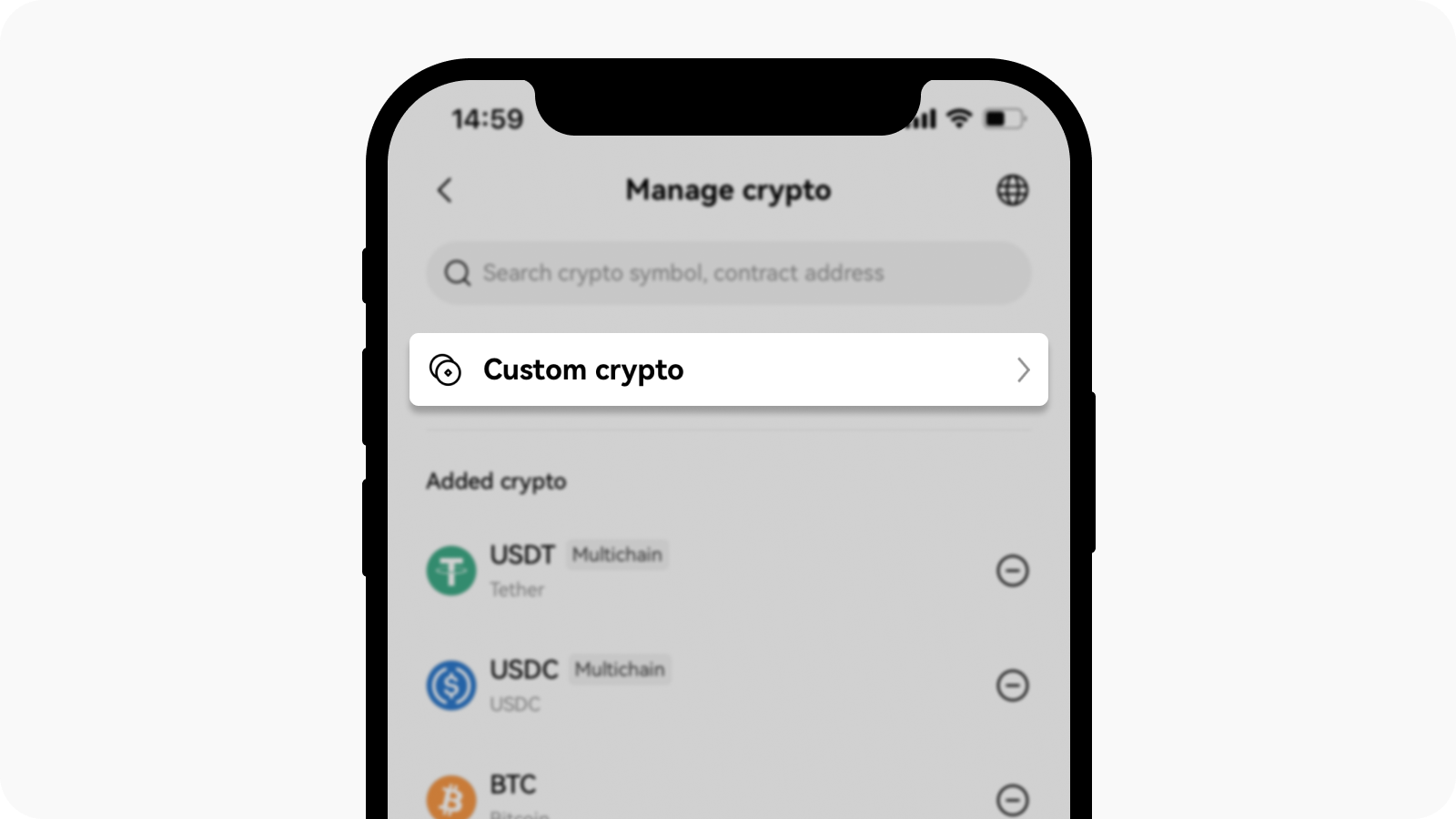 Create custom crypto in web3 wallet on app