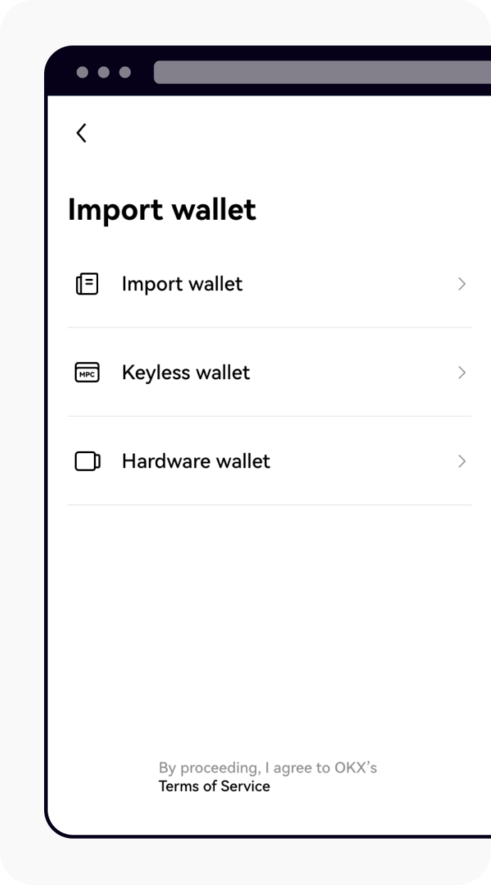 Import your existing wallet on OKX web3 extension