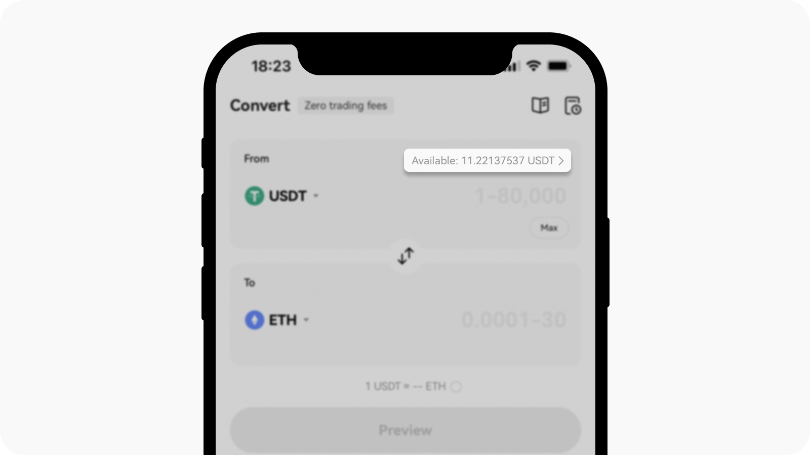 Select available to deposit crypto in OKX global app