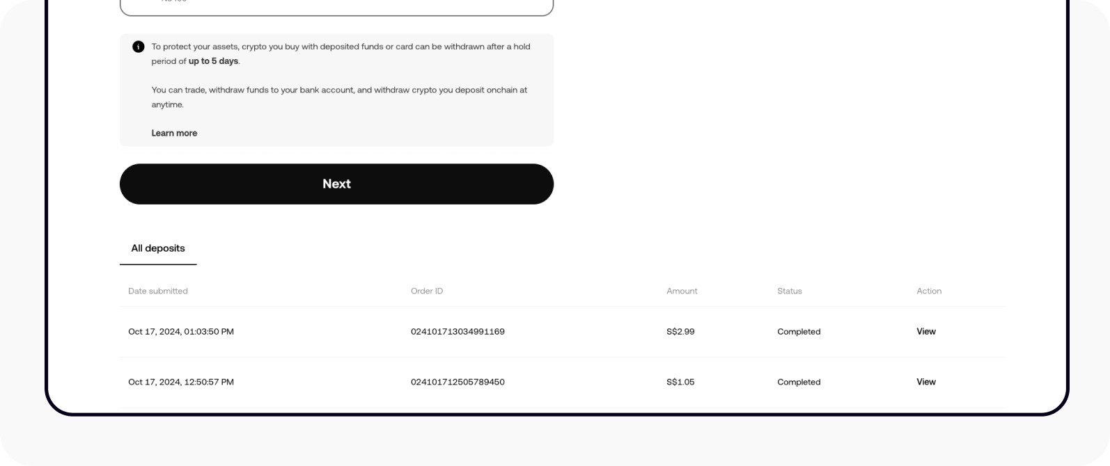 CT-Web-cash dp-SGD transaction history