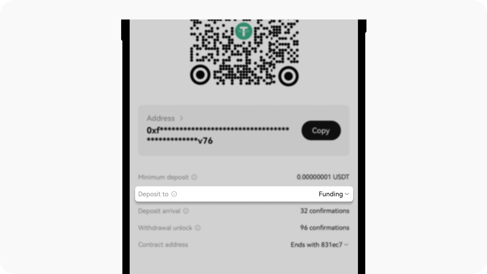 CT-app-deposit on chain-select deposit account