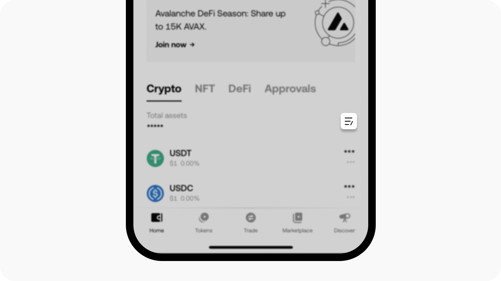 Manage crypto in Web3 wallet on app