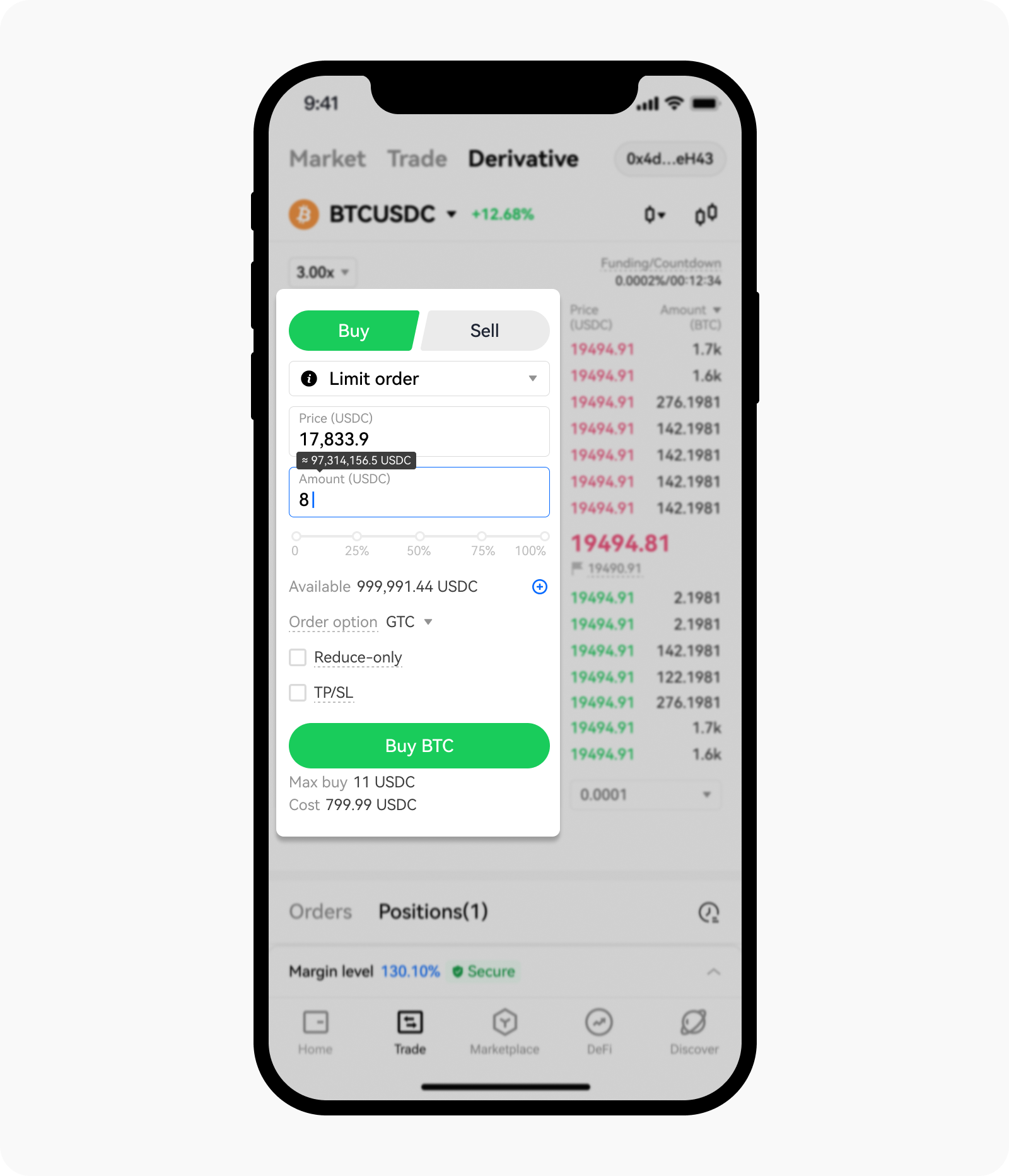 App-Web3-DEX derivative-buy long