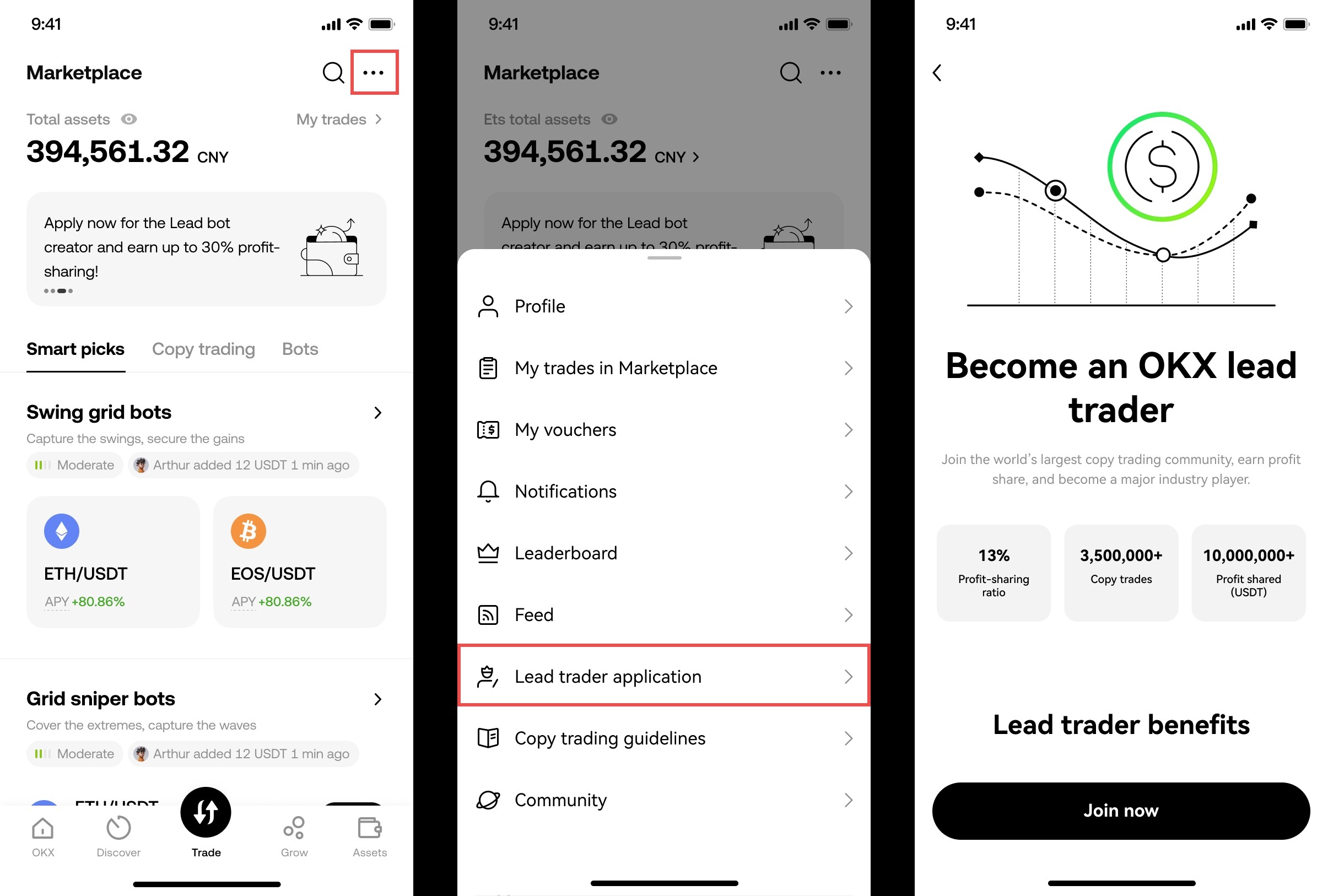 Contract copy trading - application