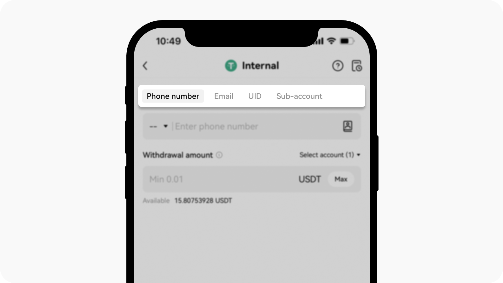 Select recipient to make internal withdrawal on OKX global app