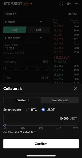 Select collateral amount